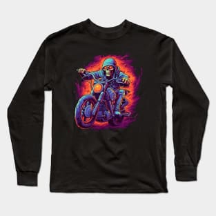 Epic Skeleton on Motorcycle Long Sleeve T-Shirt